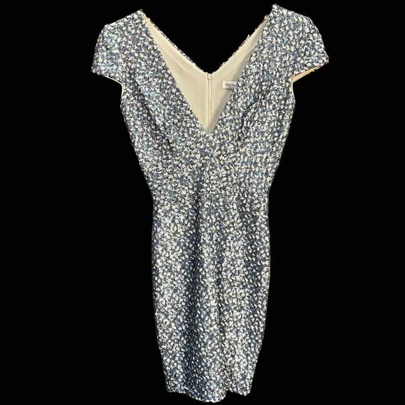 Dress the Population Dresses & Skirts - Dress The Population Womens Blue Sequined Vneck Cap Sleeve Cocktail Dress Size S
